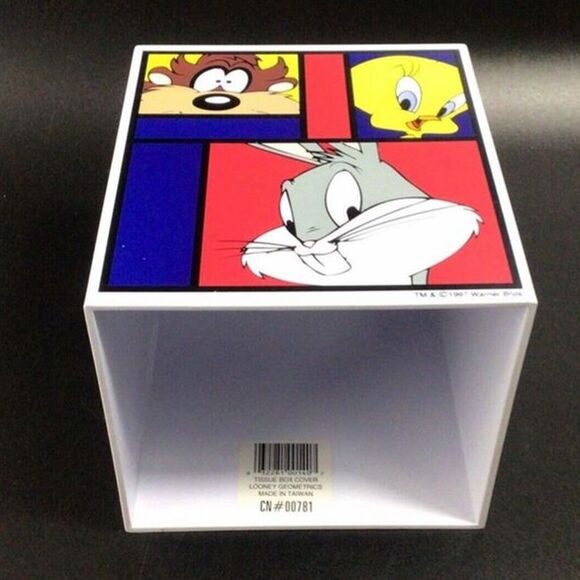 Vintage Looney Tunes Tissue Box Plastic Holder Cover Bugs Taz Retro Cartoon - Picture 7 of 7